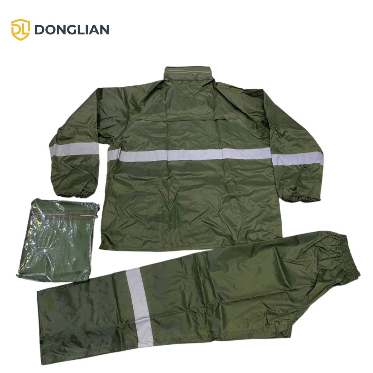 DL3001 200D Oxford green rain suit back view