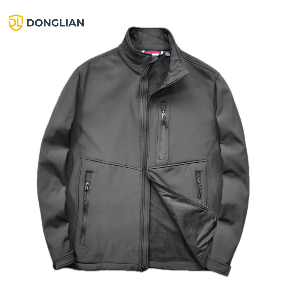 DL1475 three-layer softshell work jacket in black for outdoor workwear