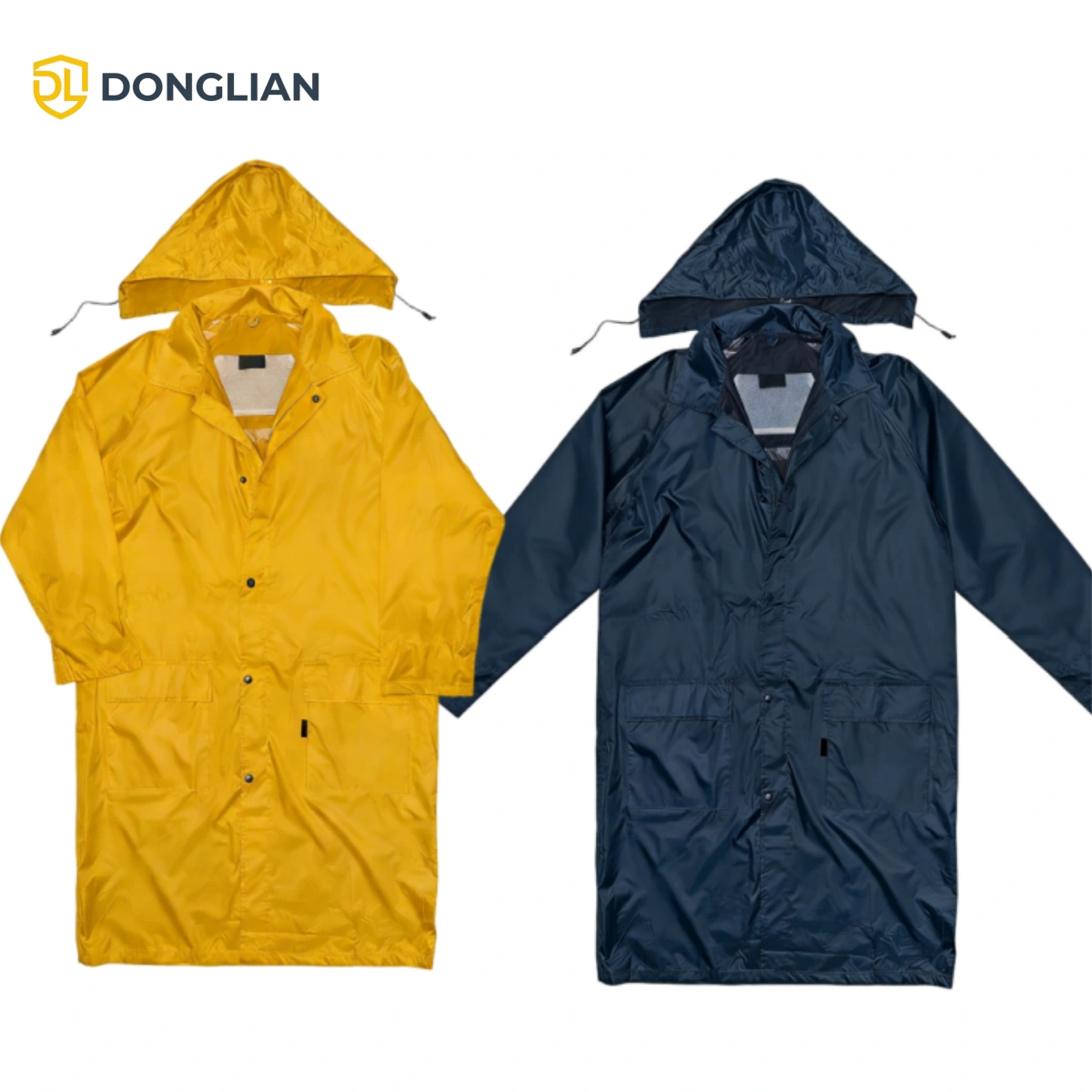 DL1014 classic yellow and navy lightweight raincoat