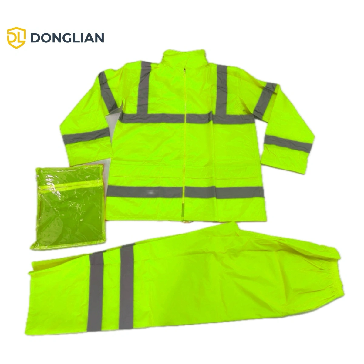 DL1113 hi-vis lime yellow lightweight reflective rain suit