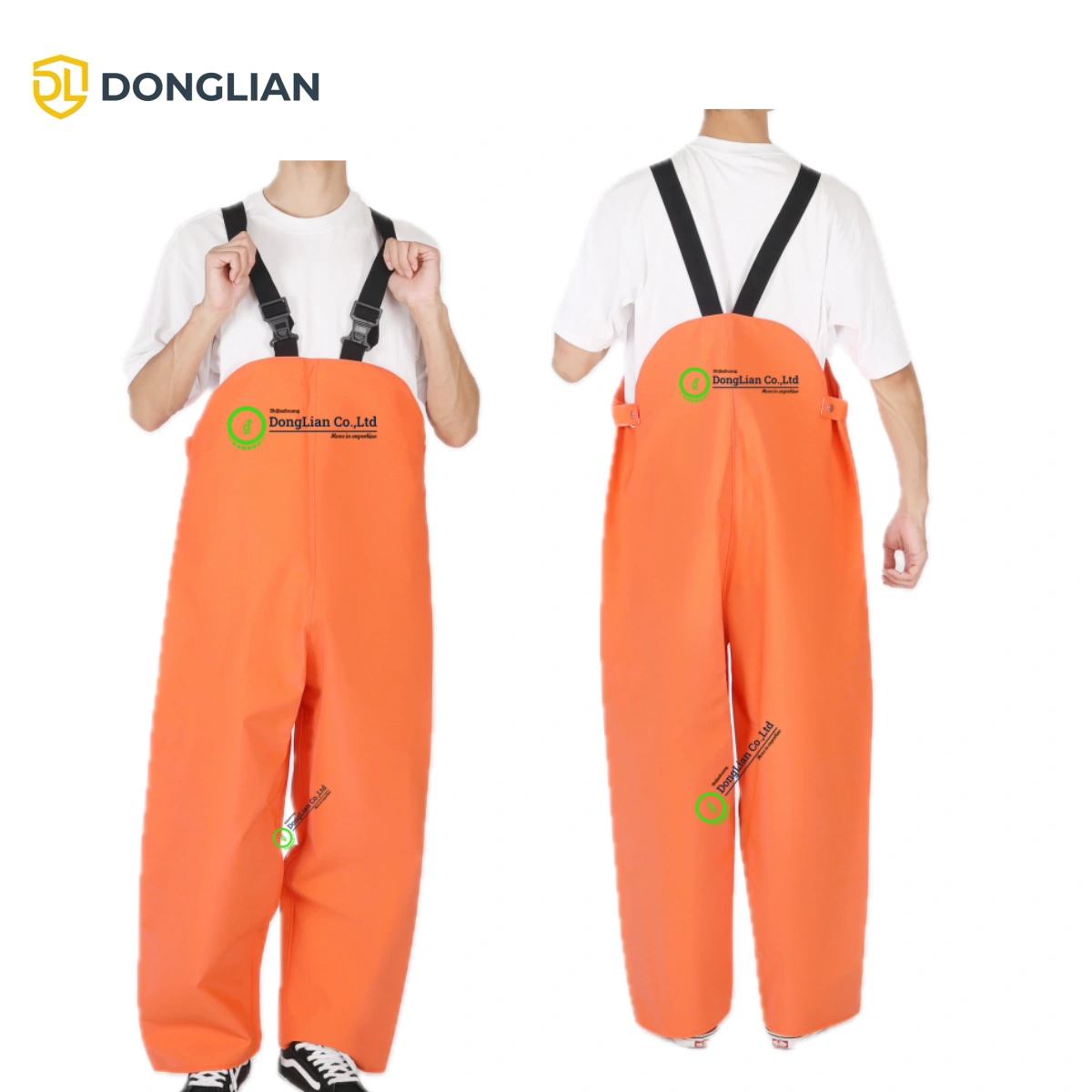 DL1192 heavy-duty waterproof fishing bib trousers front and back