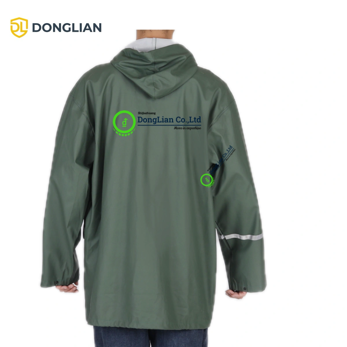 DL1193 lightweight PU rain jacket back view