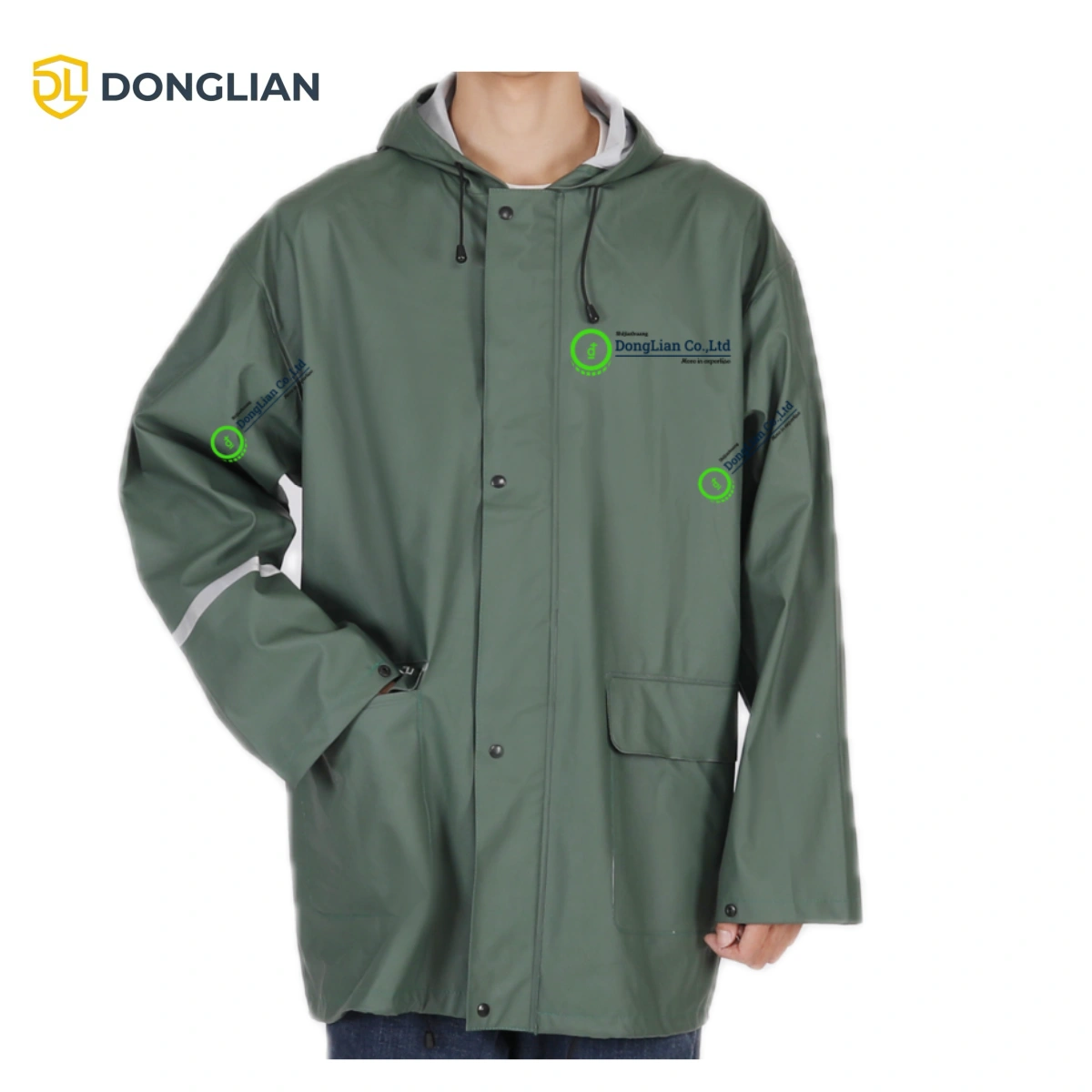 DL1193 Lightweight PU Rain Jacket – Front View