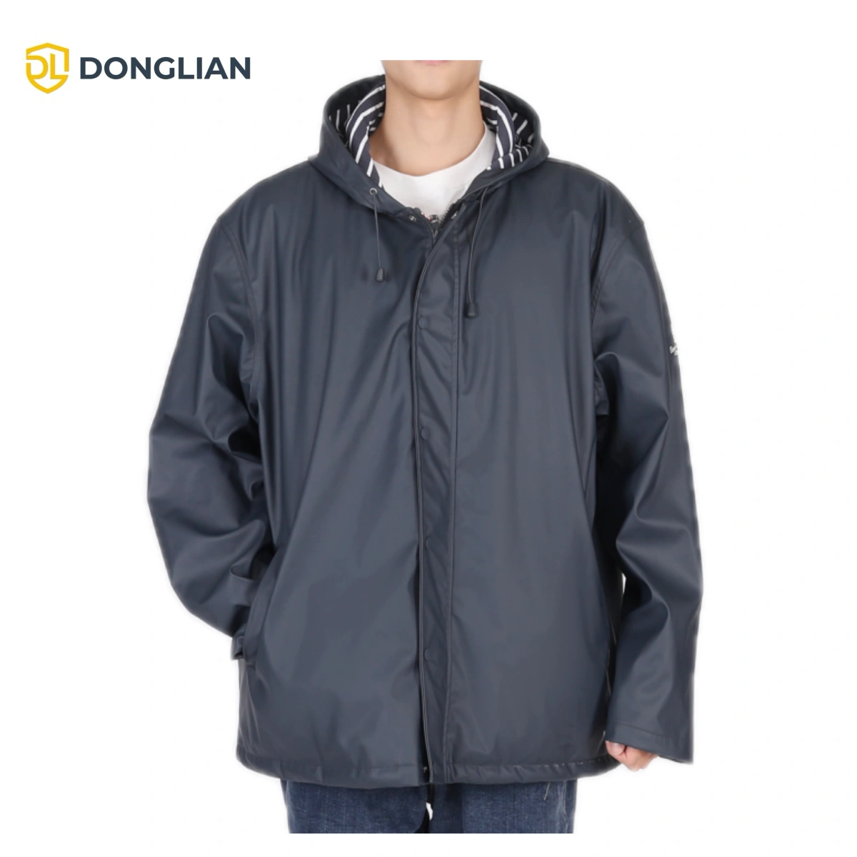 DL1194 Lined PU Rain Jacket – Front View