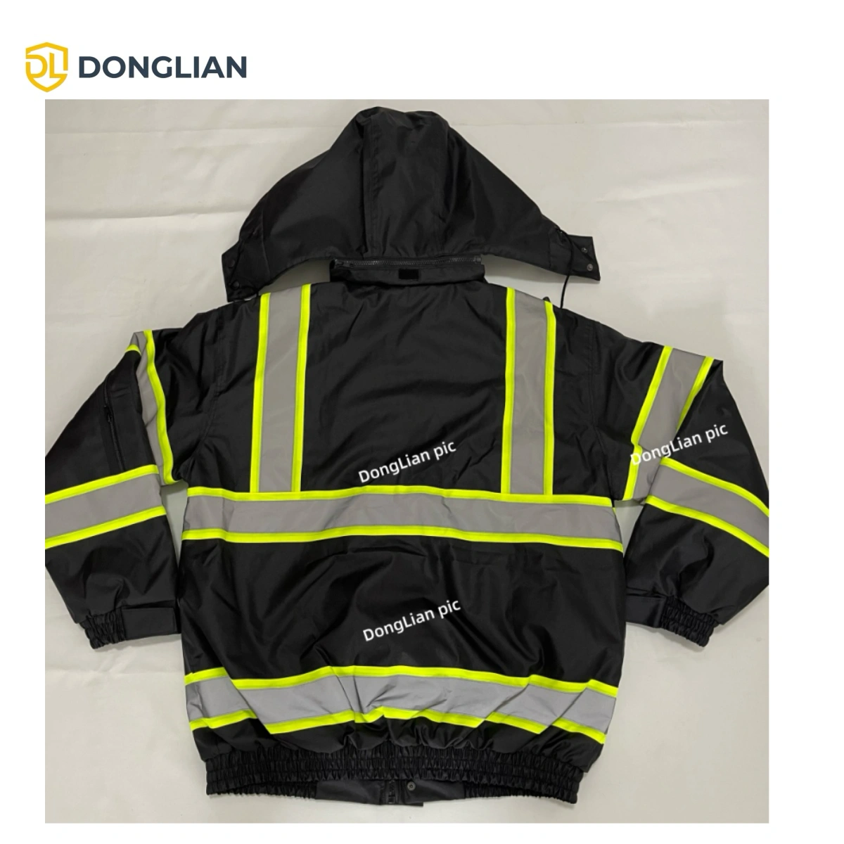 DL1437 black reflective bomber jacket for logistics and delivery teams
