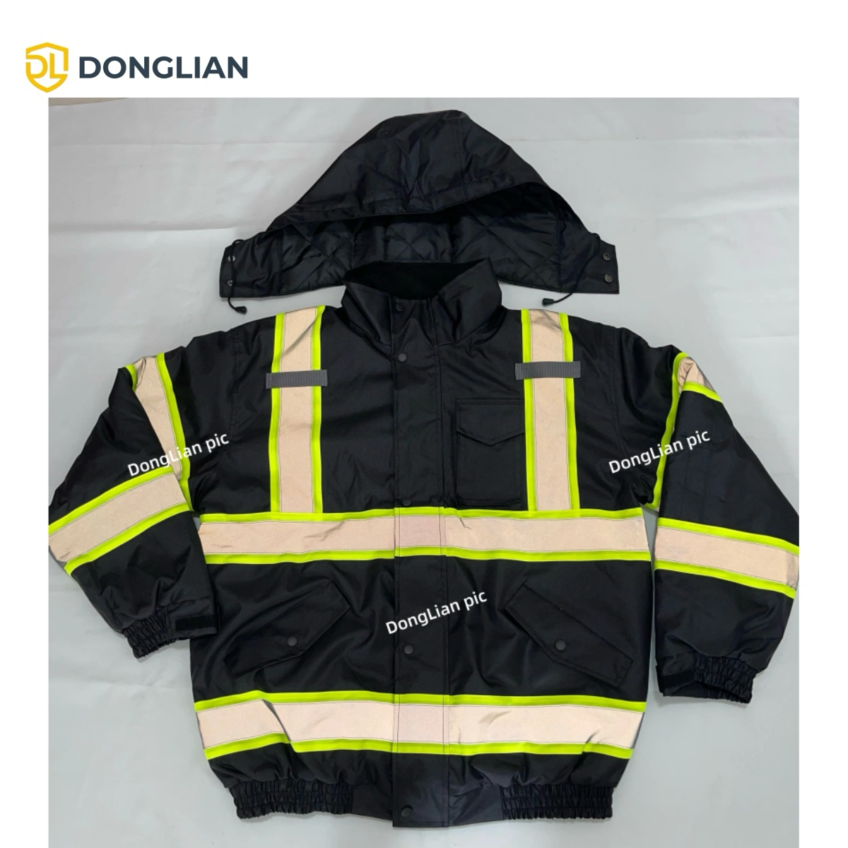 DL1437 Black Reflective Winter Bomber Jacket