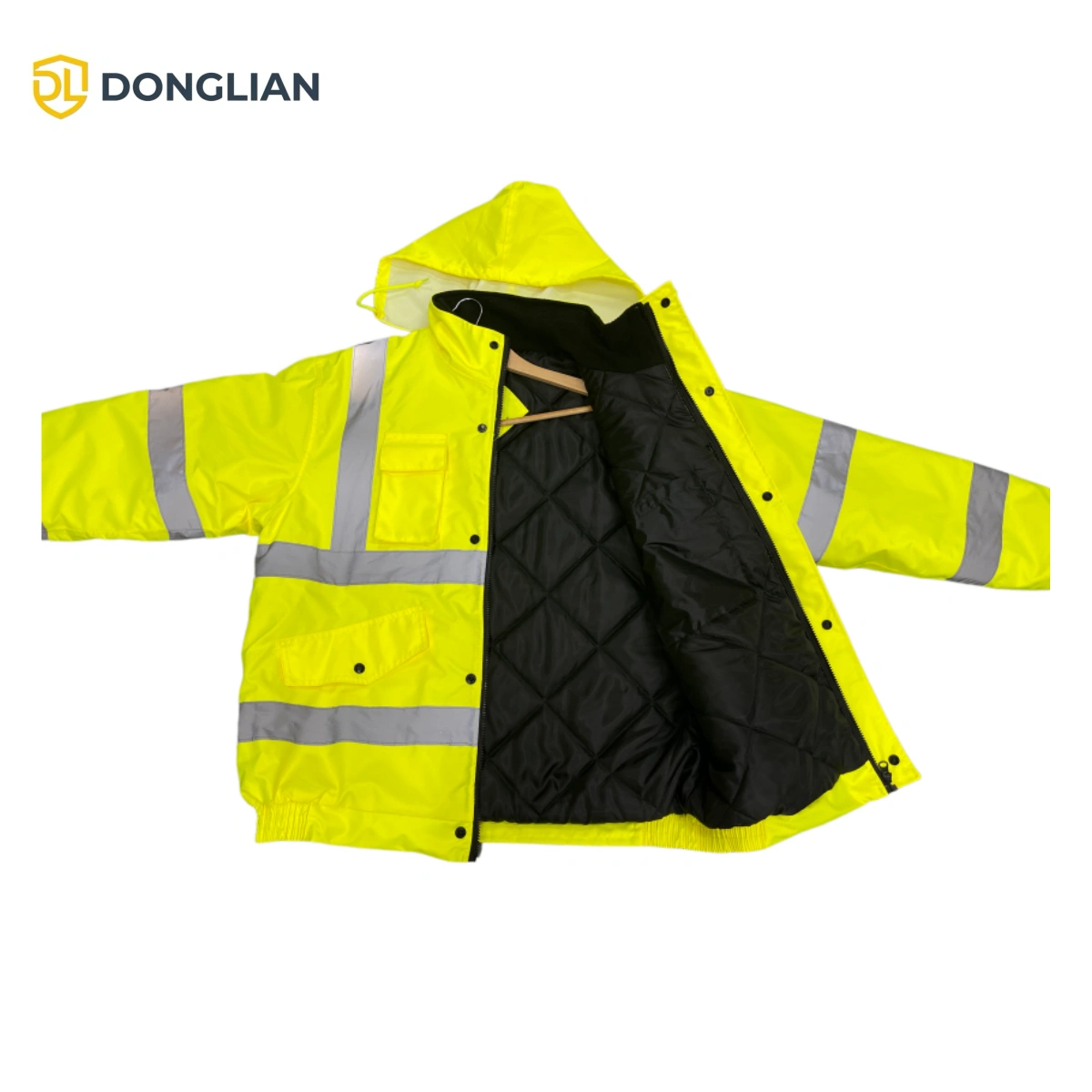 DL1438 insulated hi vis winter bomber jacket lining detail