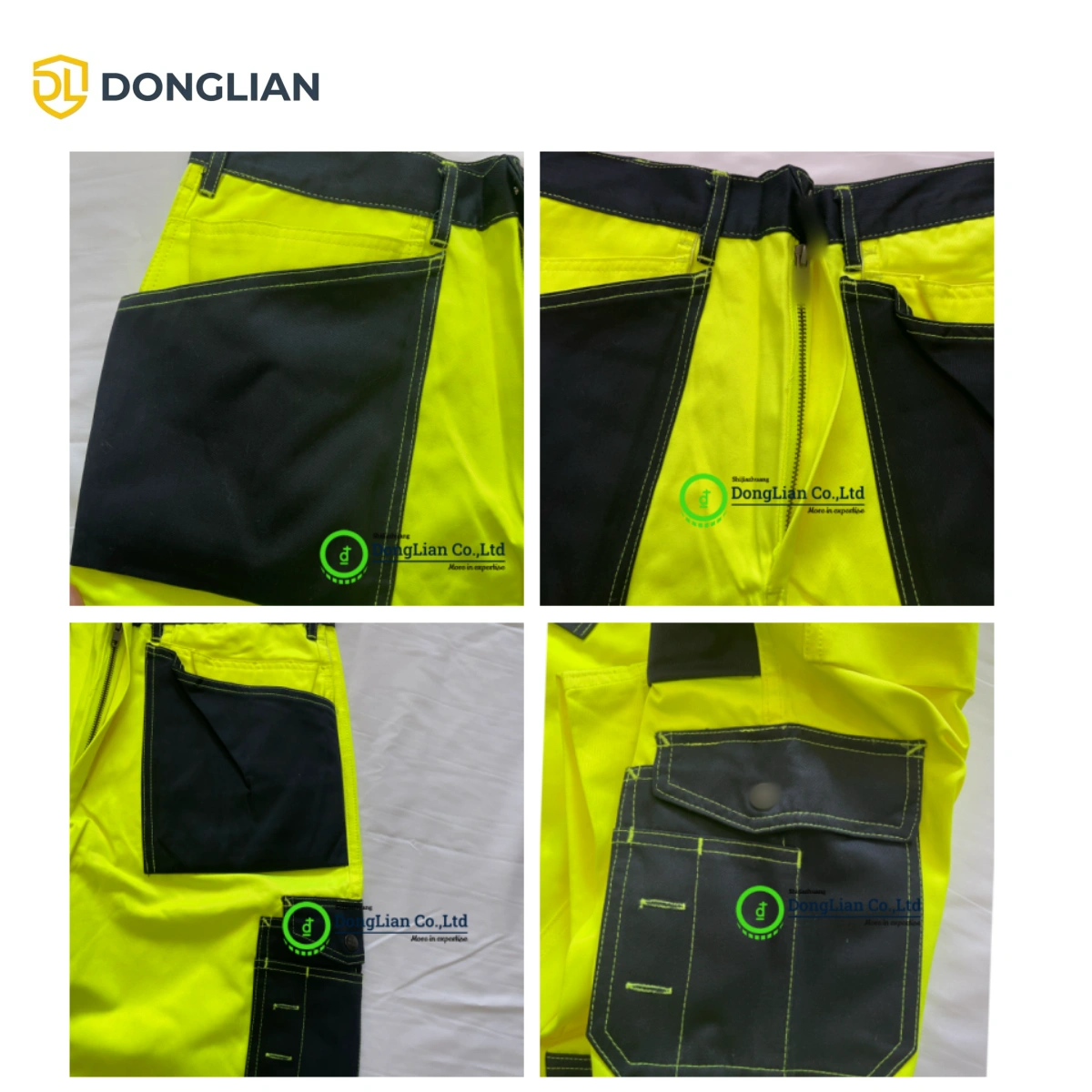 DL1452 high visibility work trousers with functional utility pockets for tools and accessories