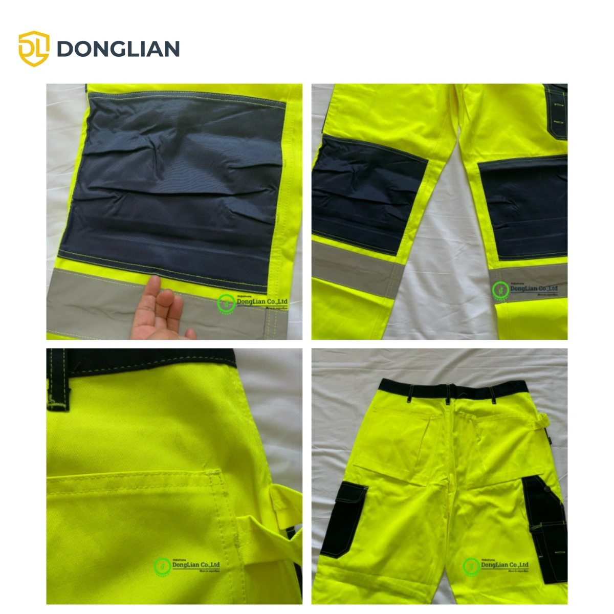 DL1452 hi vis work trousers with reinforced knee panels and utility pockets for durable industrial workwear