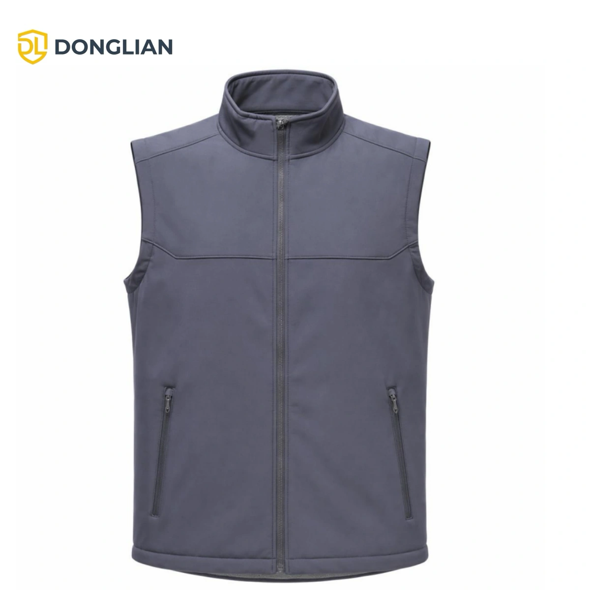 DL1470 navy blue softshell work vest with fleece lining for outdoor workwear
