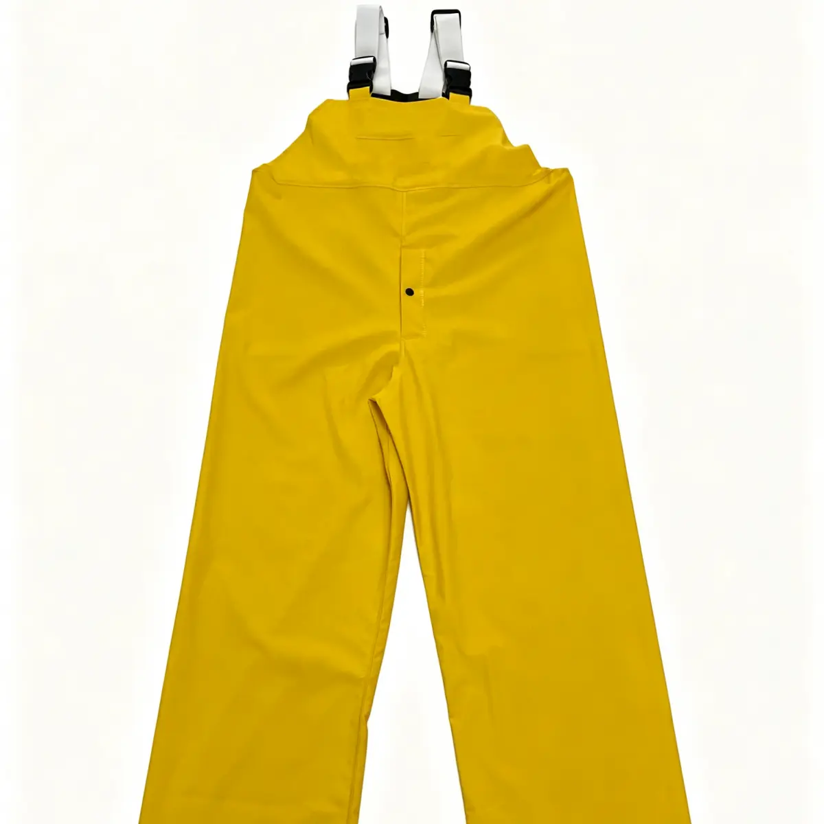 DL1491FR yellow flame resistant PVC rain bib pants with adjustable suspenders