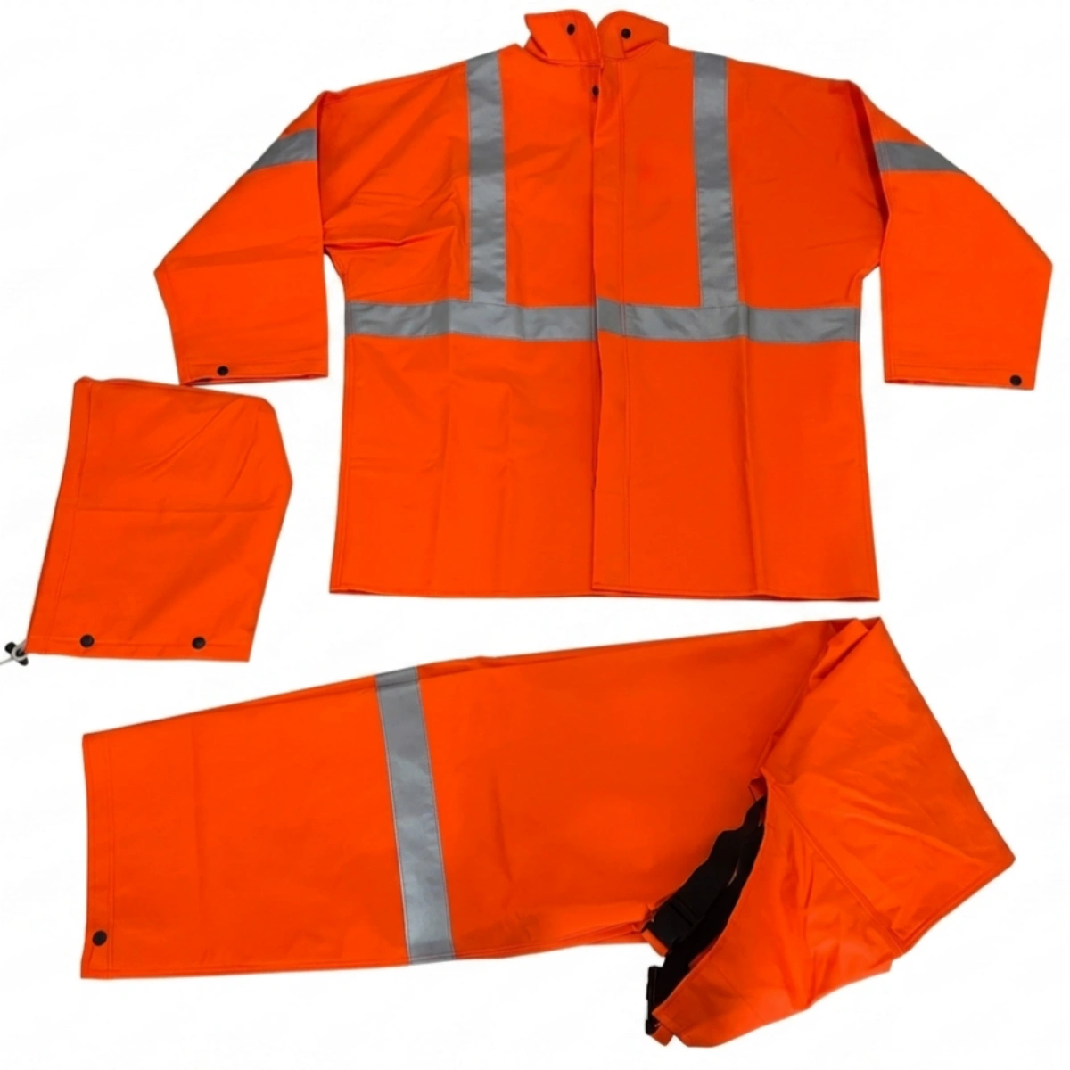 DL1492FR Heavy-Duty Orange PVC 3-Piece Rain Suit