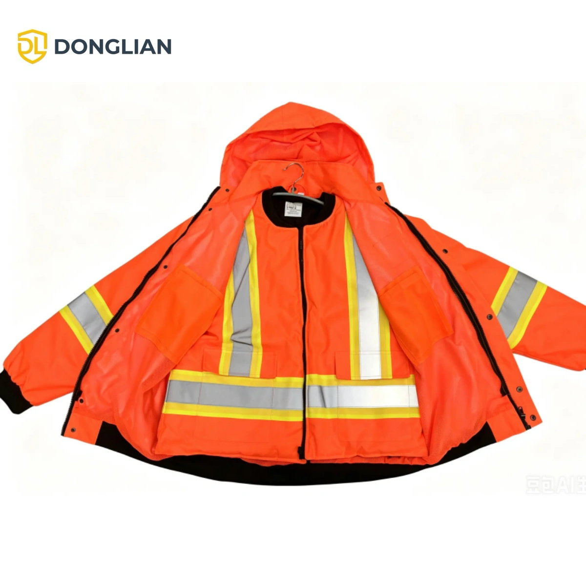 DL3002 removable insulated liner hi vis winter parka jacket detail