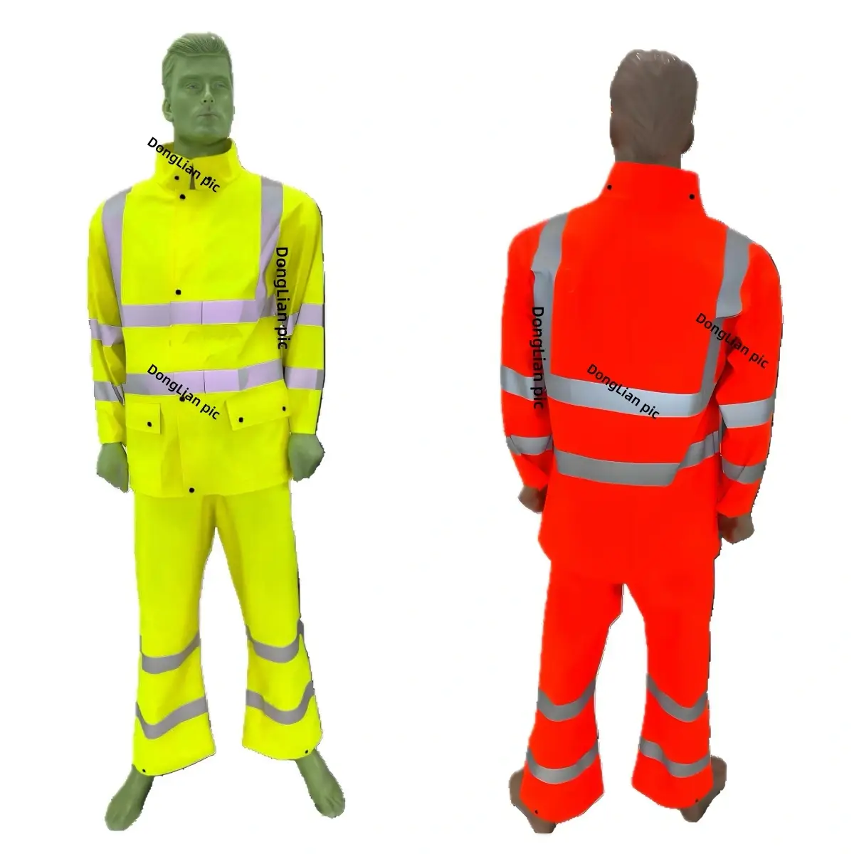 DL1152FR FR hi-vis rain suit in fluorescent orange and yellow