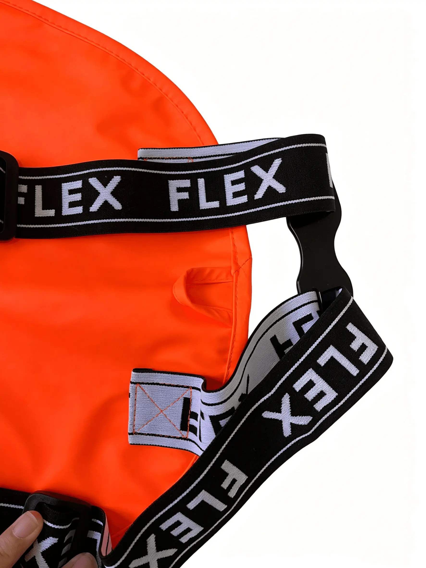FR waterproof bib trousers detail — elastic suspenders and high-frequency welded seams