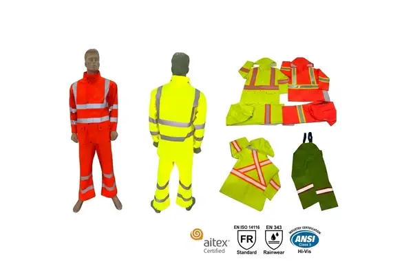 FR Rainwear jacket and bib pants, Aitex CE certified