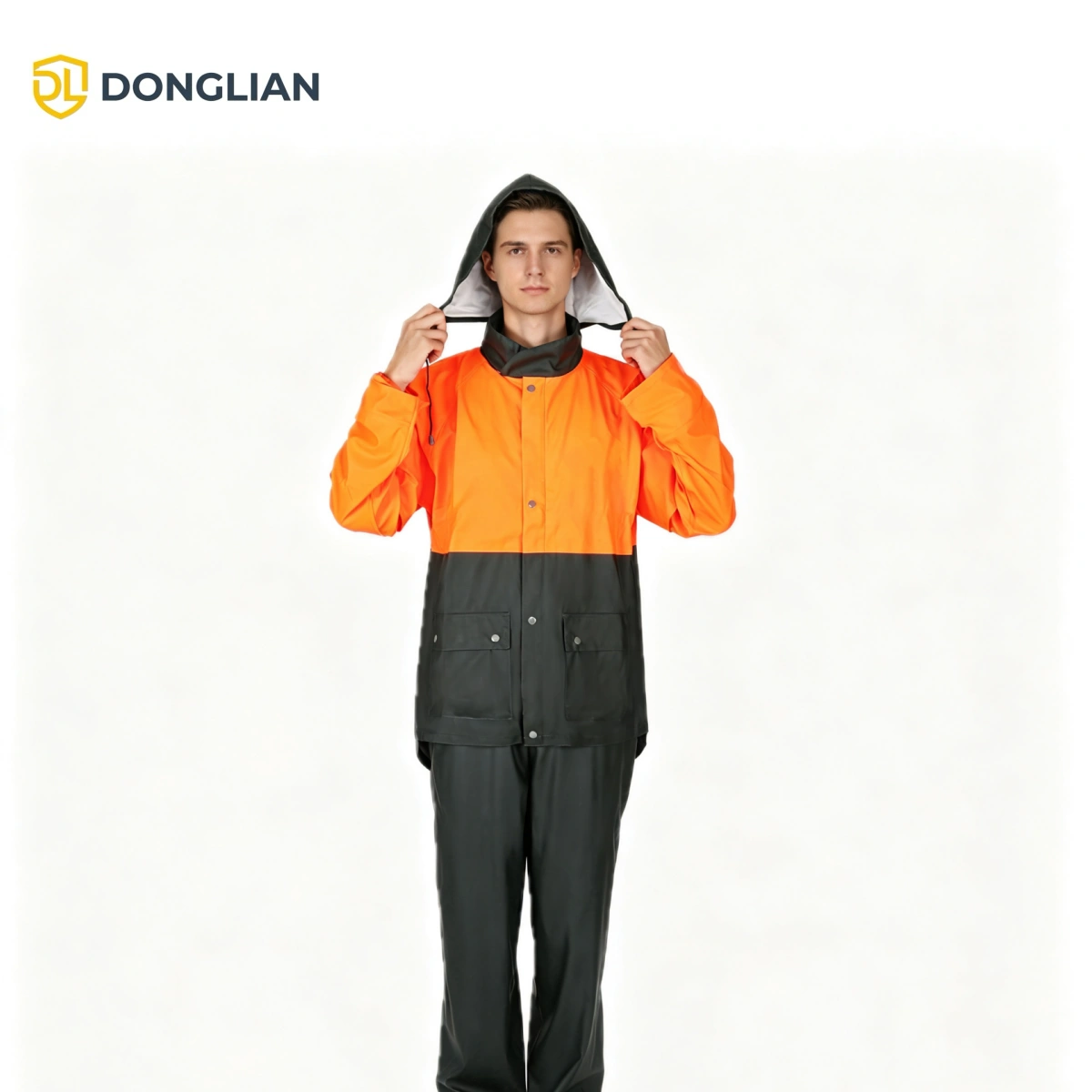 DL1190 Heavy-Duty PU/PVC Rain Suit Orange Olive