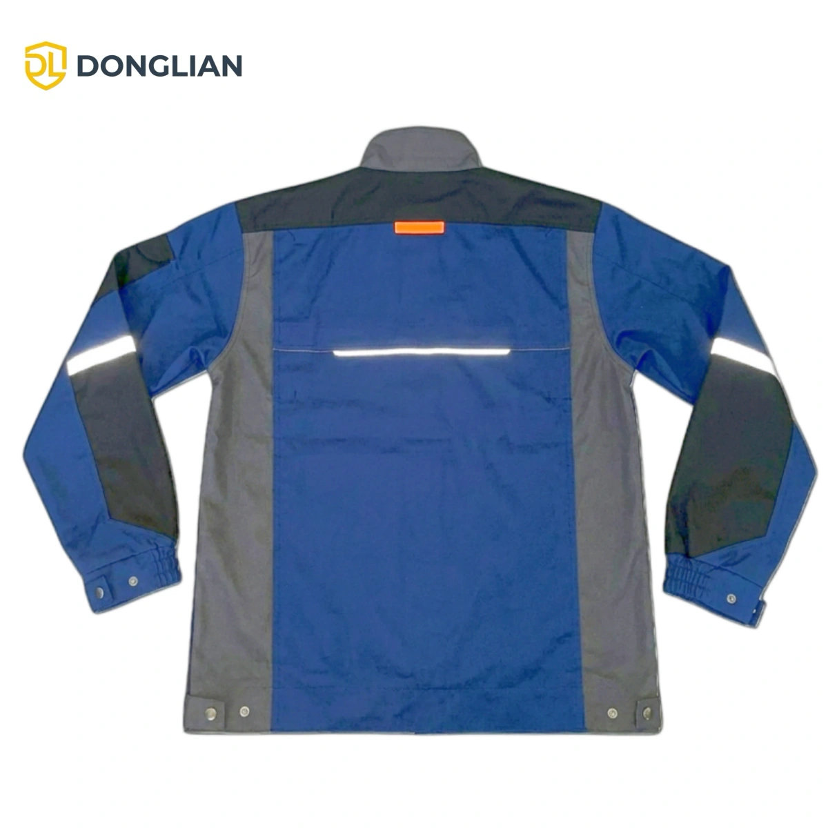 DL001 cotton workwear jacket back view showing durable industrial workwear design