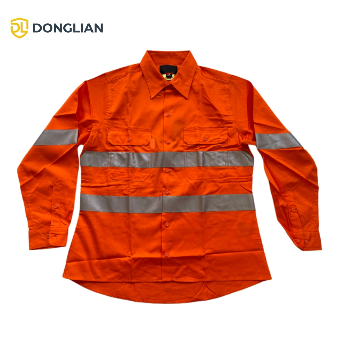 DL1460 hi-vis orange cotton work shirt with reflective stripes for outdoor workwear