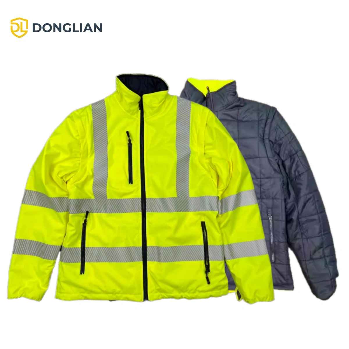 DL3003 Hi-Vis Reversible Quilted Winter Work Jacket for Utility Work
