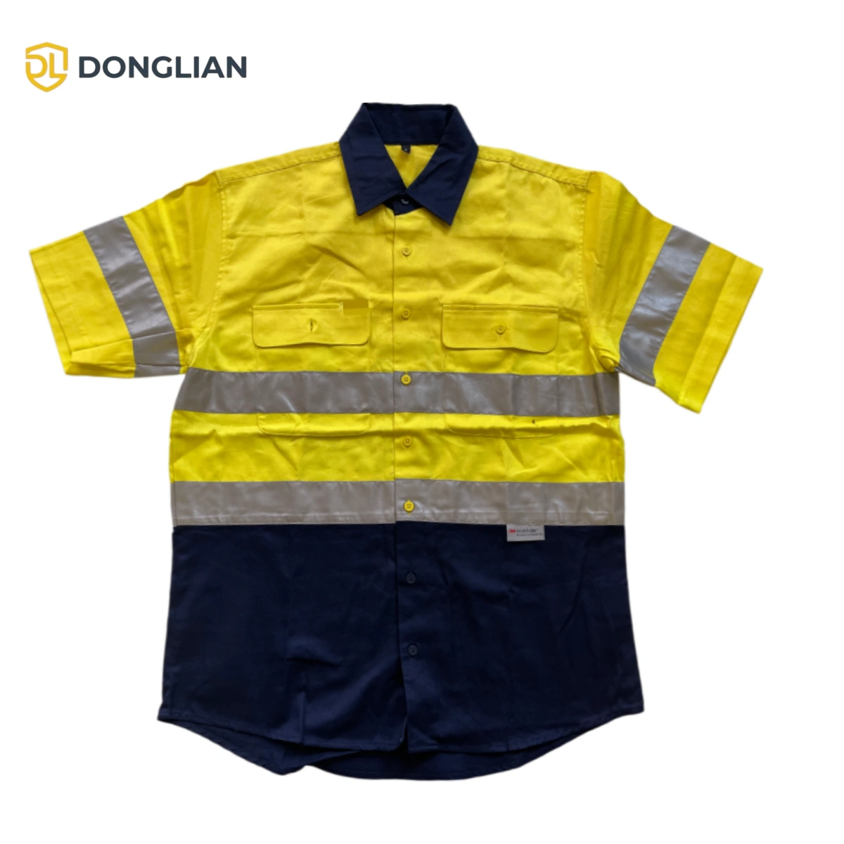 DL1560 hi-vis yellow short sleeve cotton work shirt for outdoor workwear