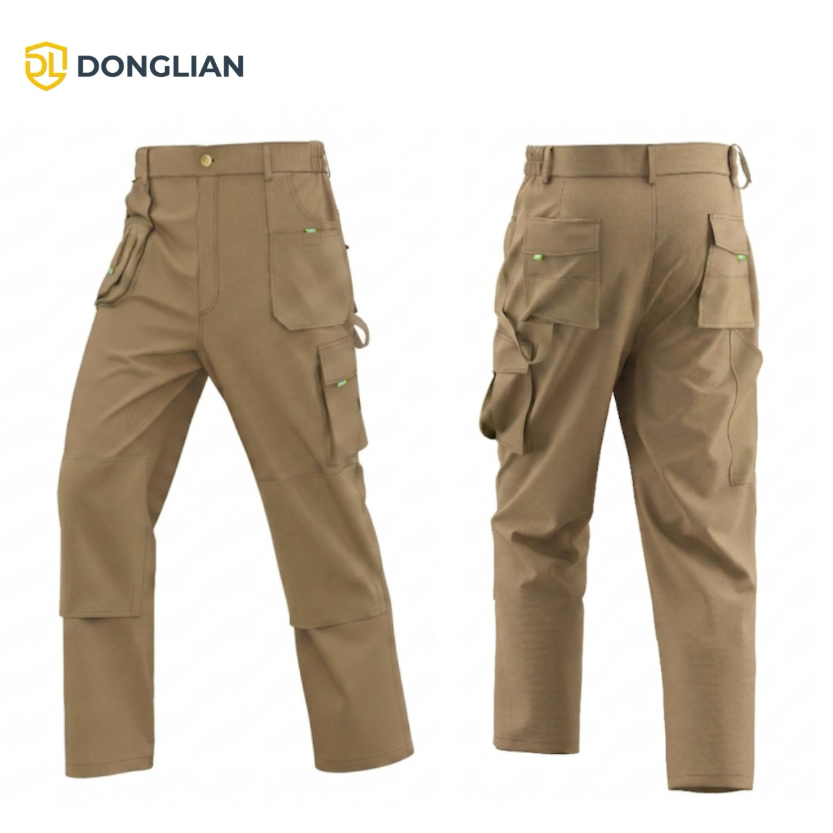 DL1450 khaki cargo work trousers with multiple pockets for outdoor workwear