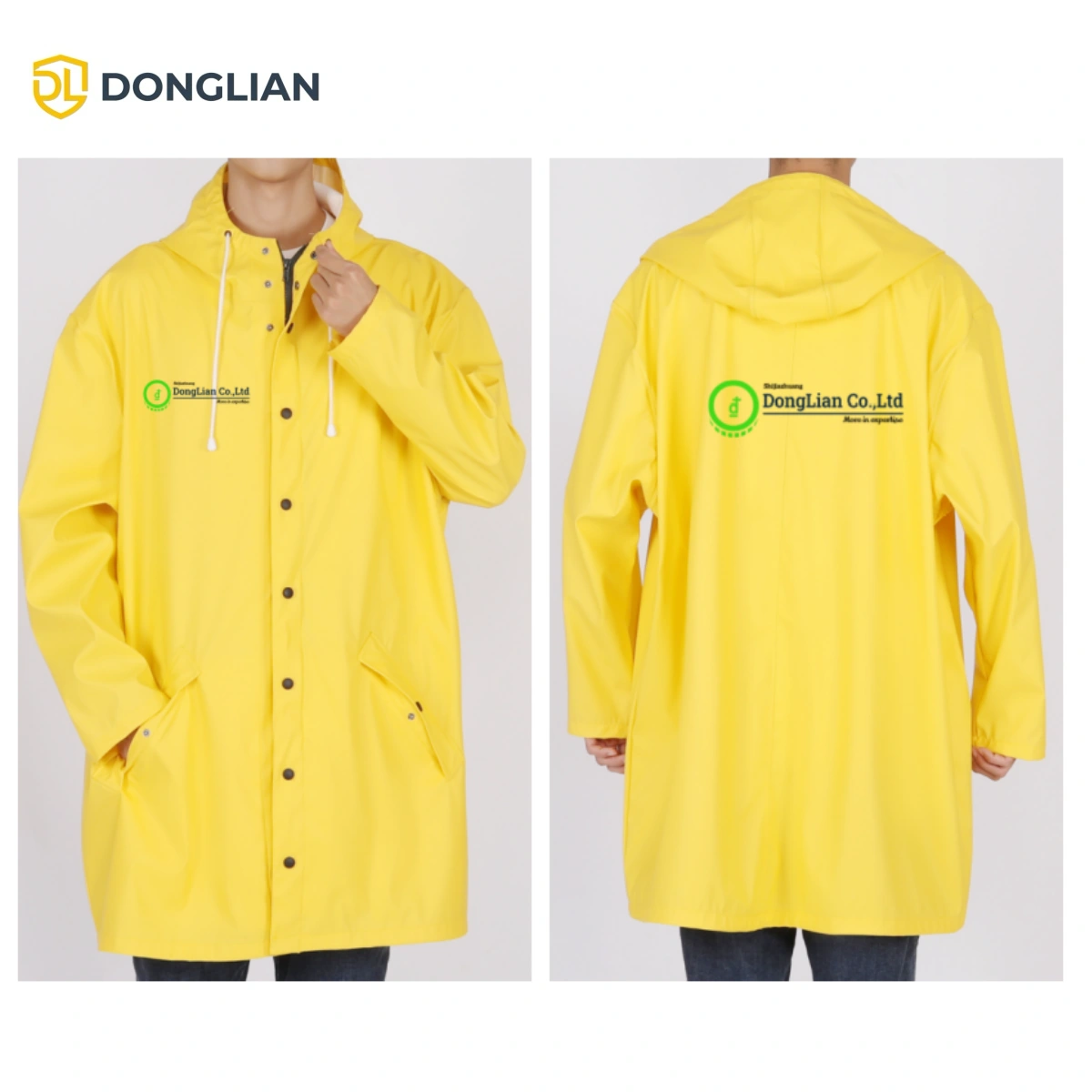 DL1407 Yellow PU Rain Jacket Men's and Women's