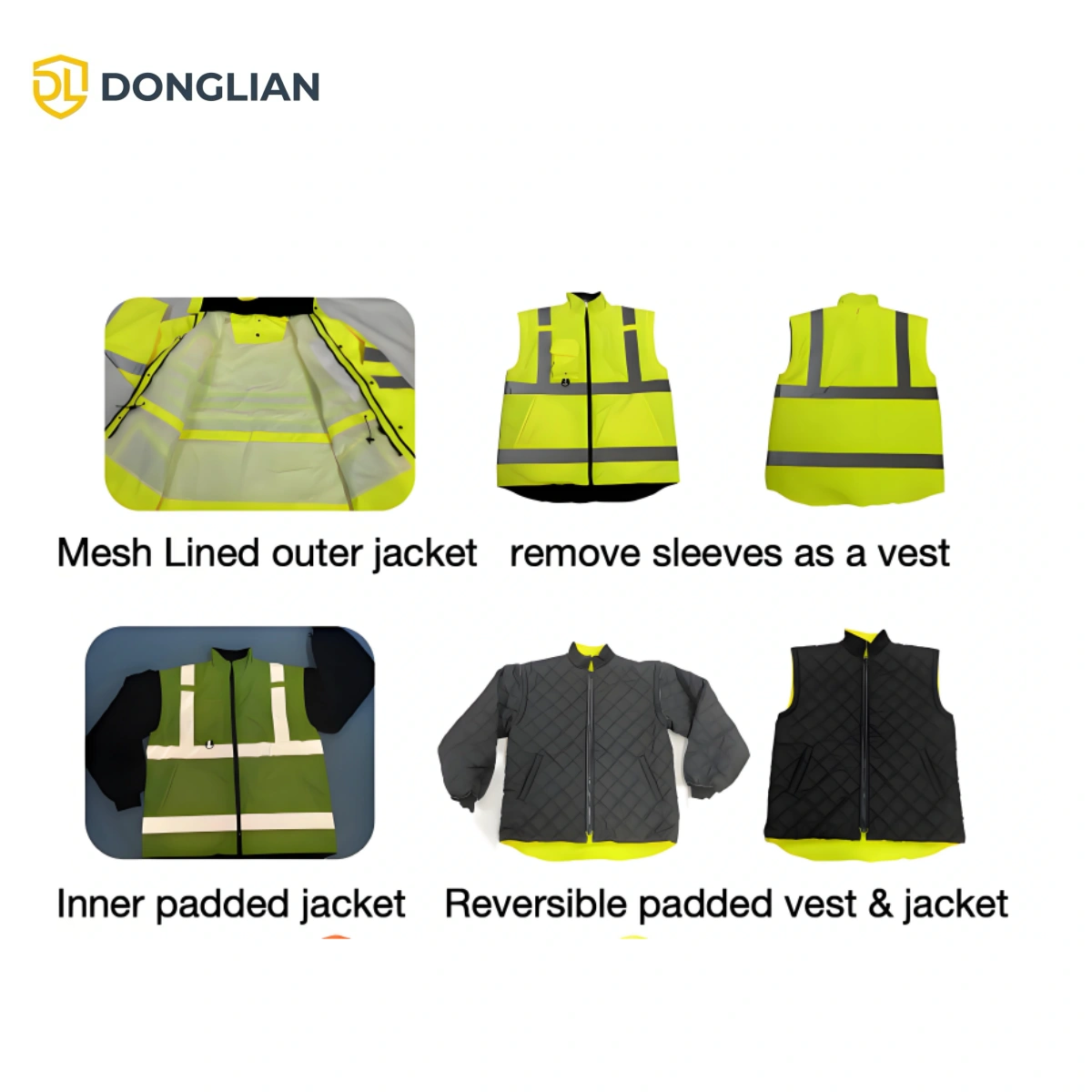 DL1440 detachable sleeves and reversible vest detail