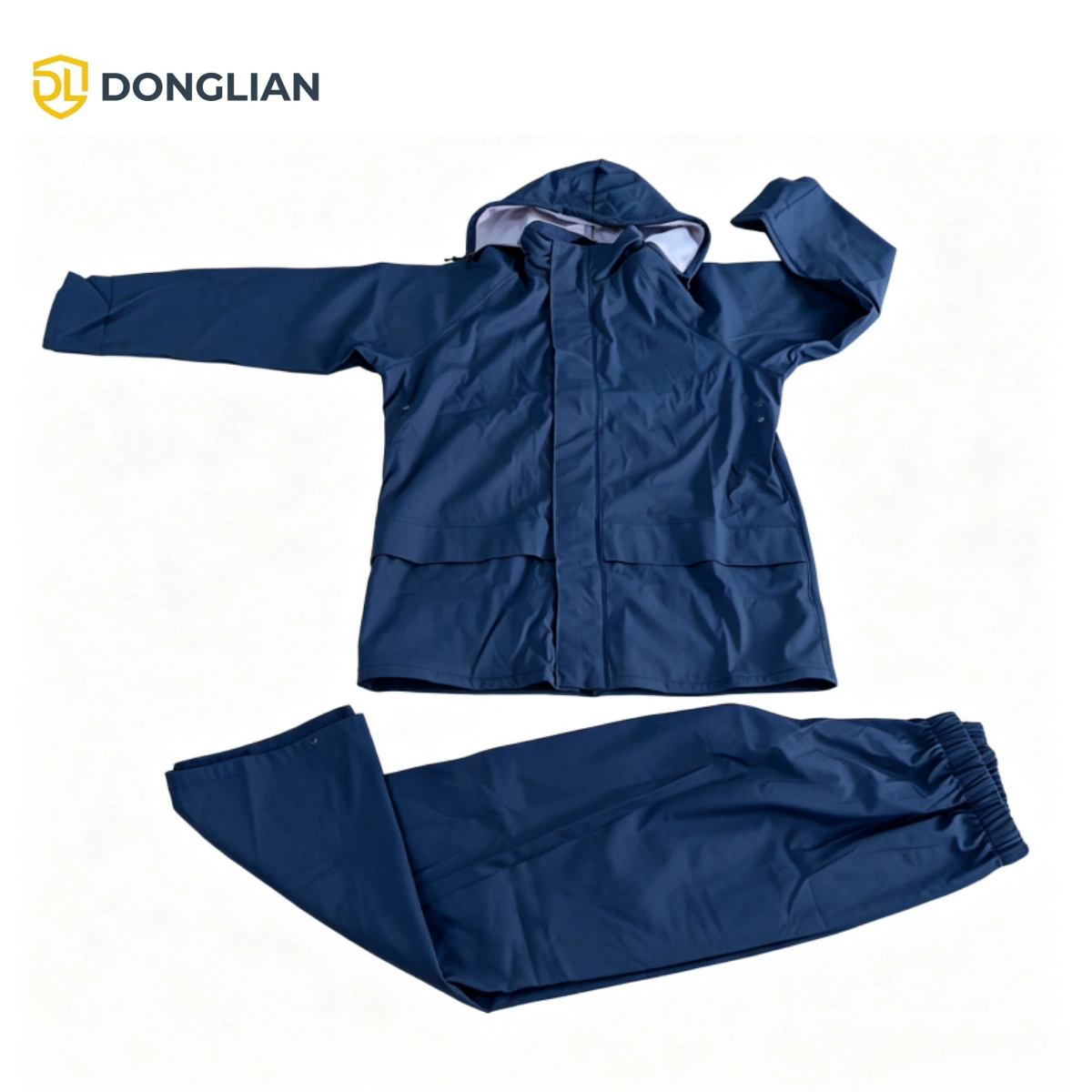 DL1009 Navy Blue PU/PVC Industrial Rain Suit