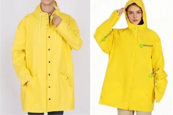 PU rain jacket with custom logo printing