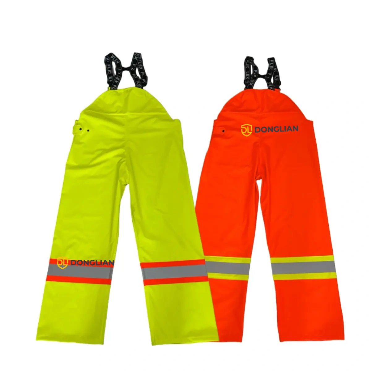 Wholesale hi-vis FR PU rain bib pants in yellow and orange — OEM available