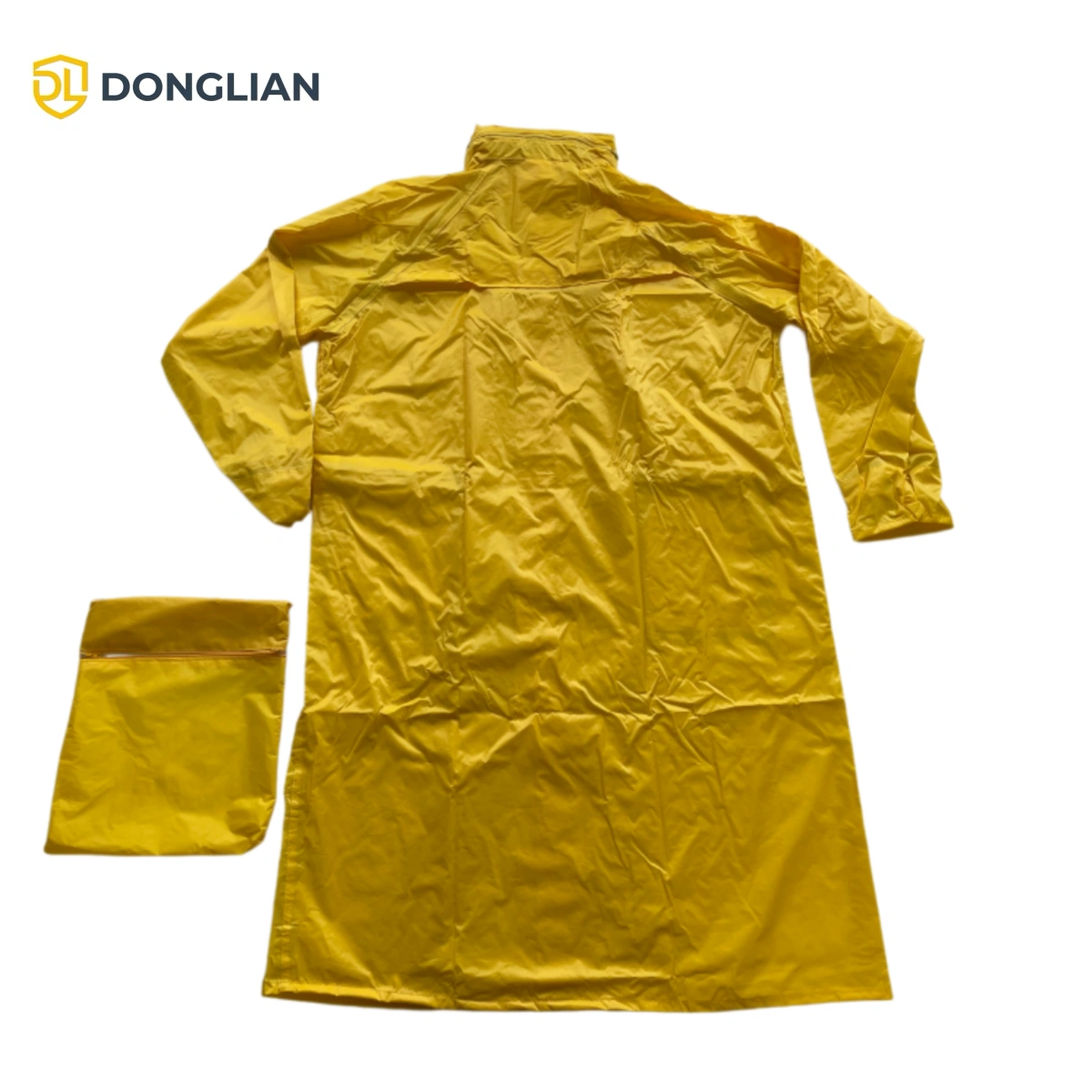 DL1055 yellow nylon raincoat back view