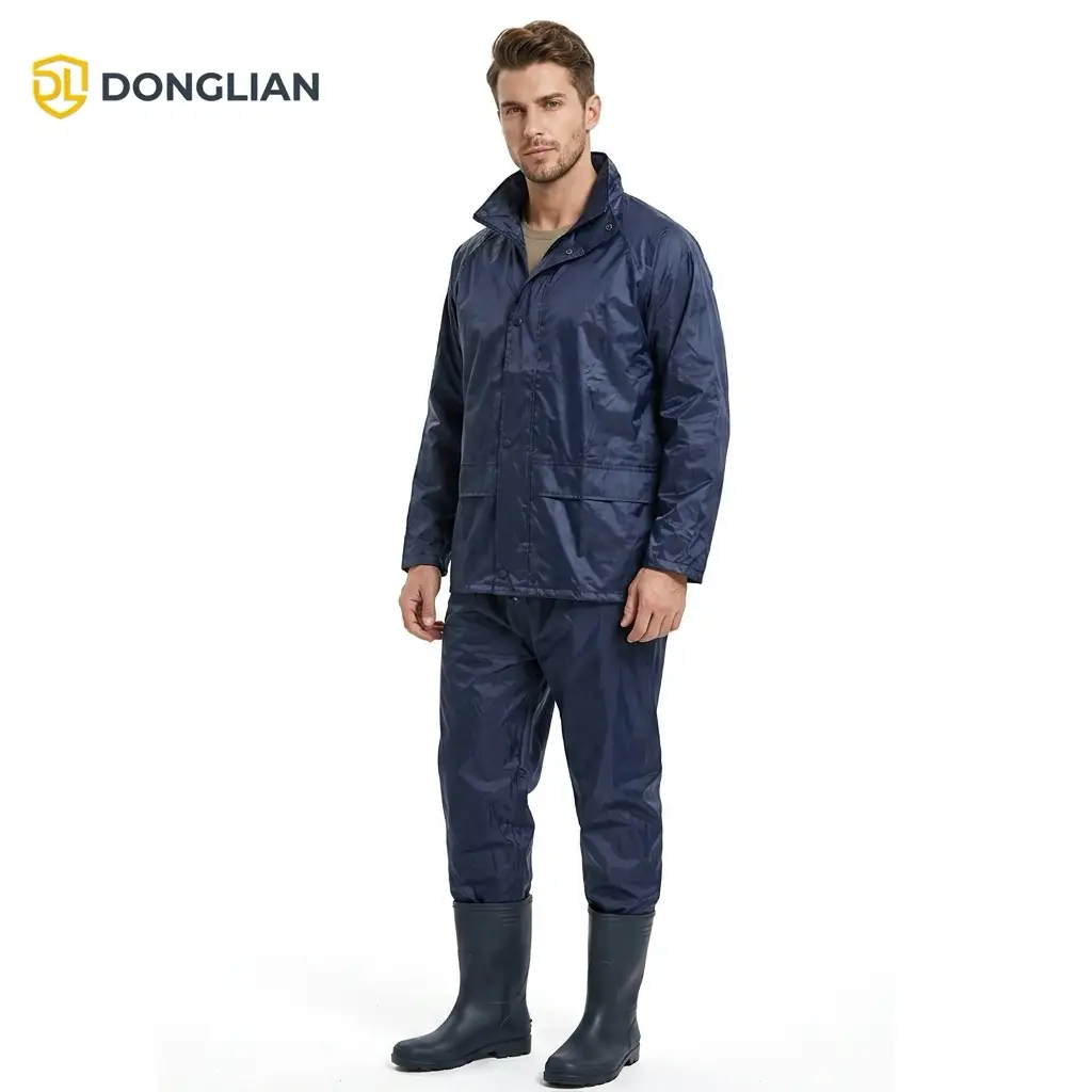 DL1114 Navy Blue Rain Suit for Municipal Work
