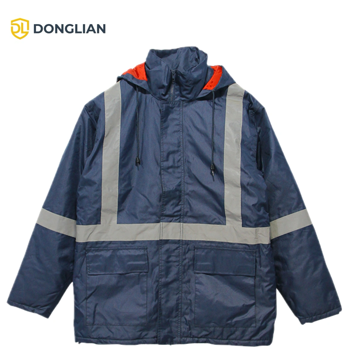 DL1439 Navy Blue Winter Parka with Reflective Tapes for Municipal Work
