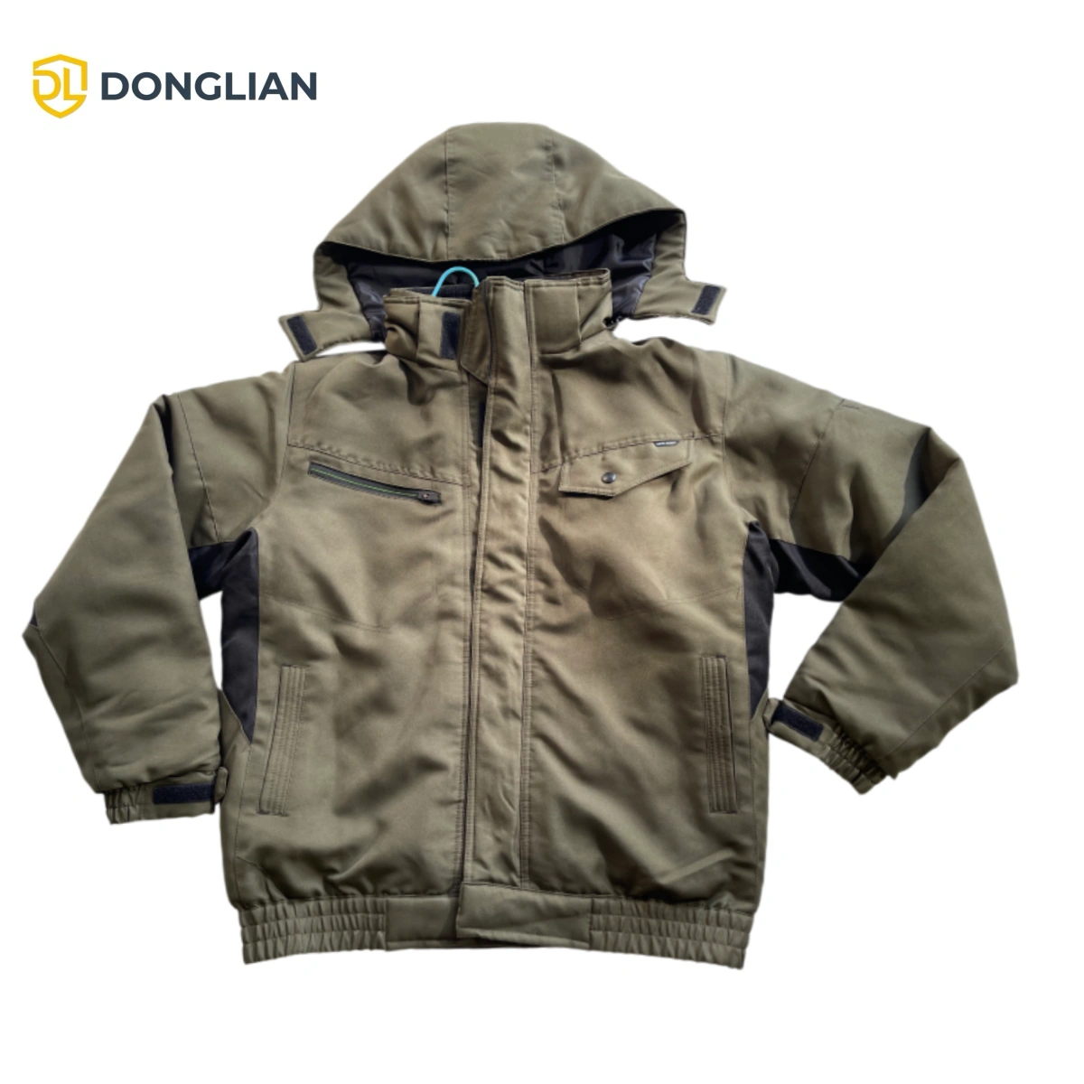 DL3009 insulated winter work jacket with detachable hood front view