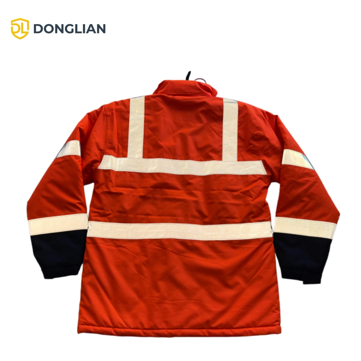 DL3010 hi vis winter work jacket back view with reflective tape