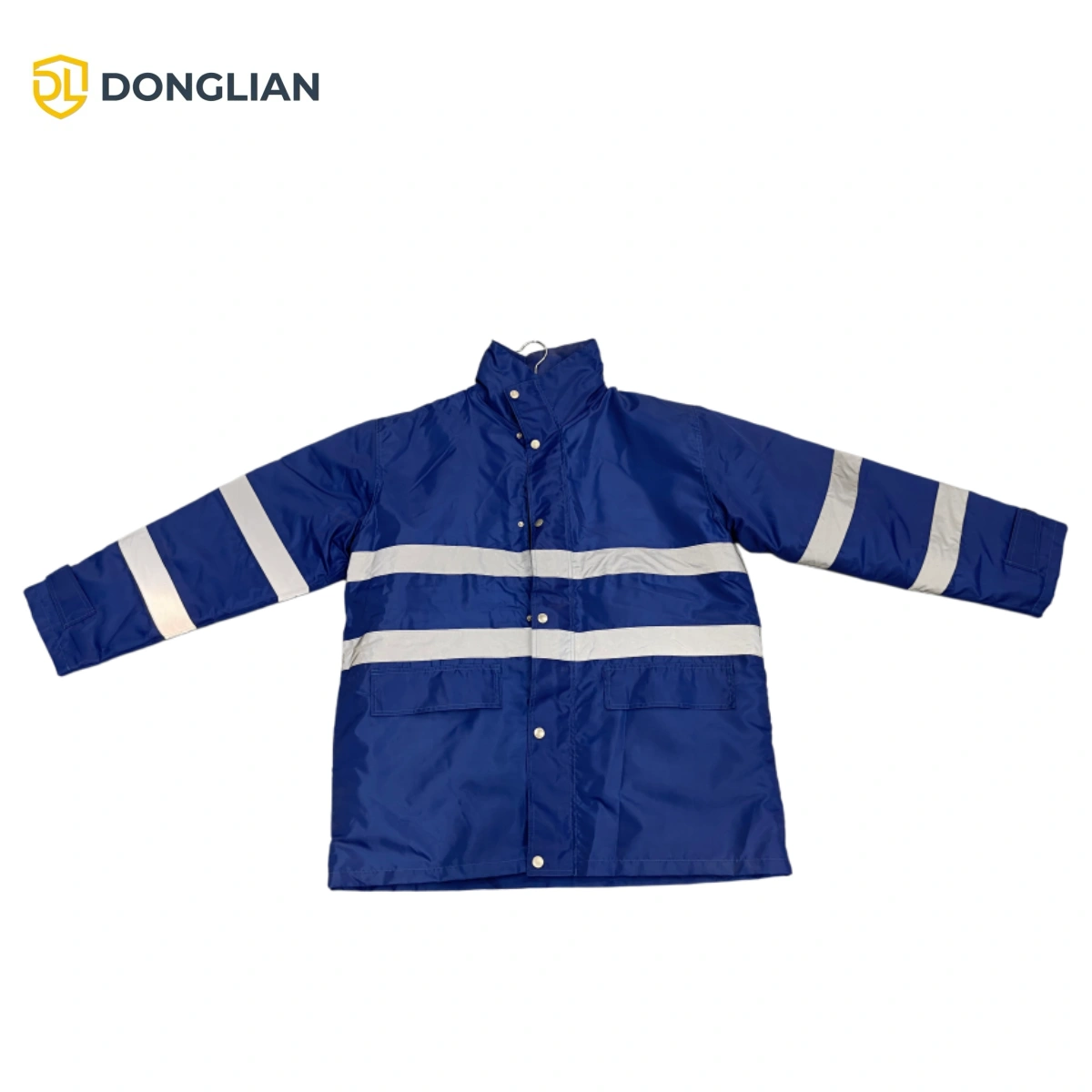 DL3011 navy blue winter work jacket with reflective tapes front view