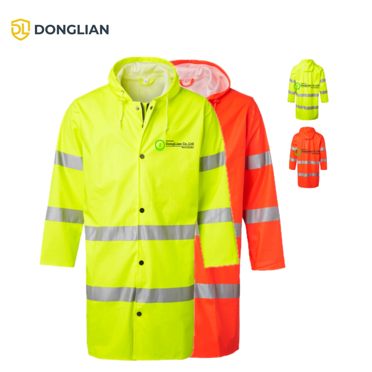 DL3025 Breathable Hi-Vis PU Rain Coat