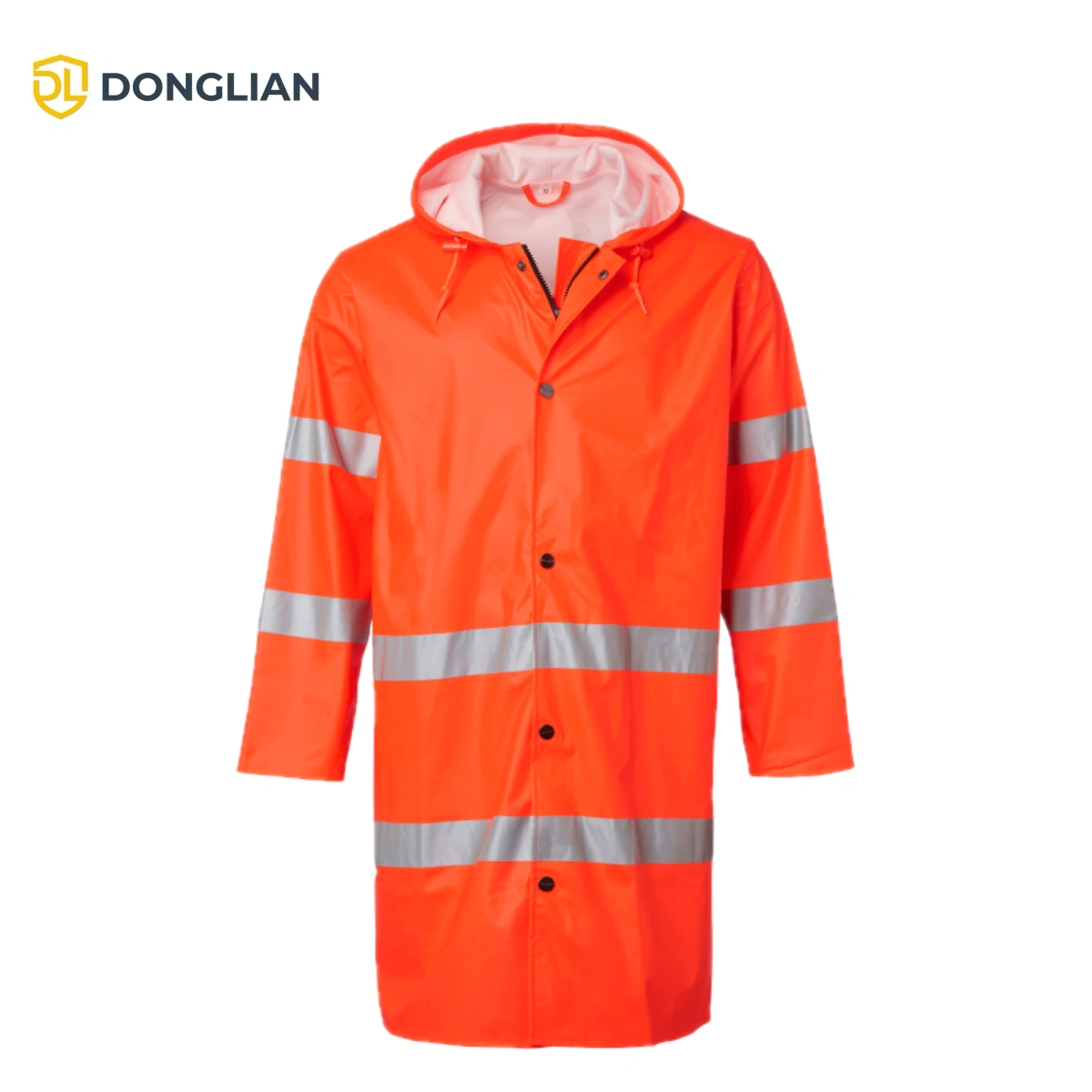 DL3025 orange breathable high-visibility PU rain coat