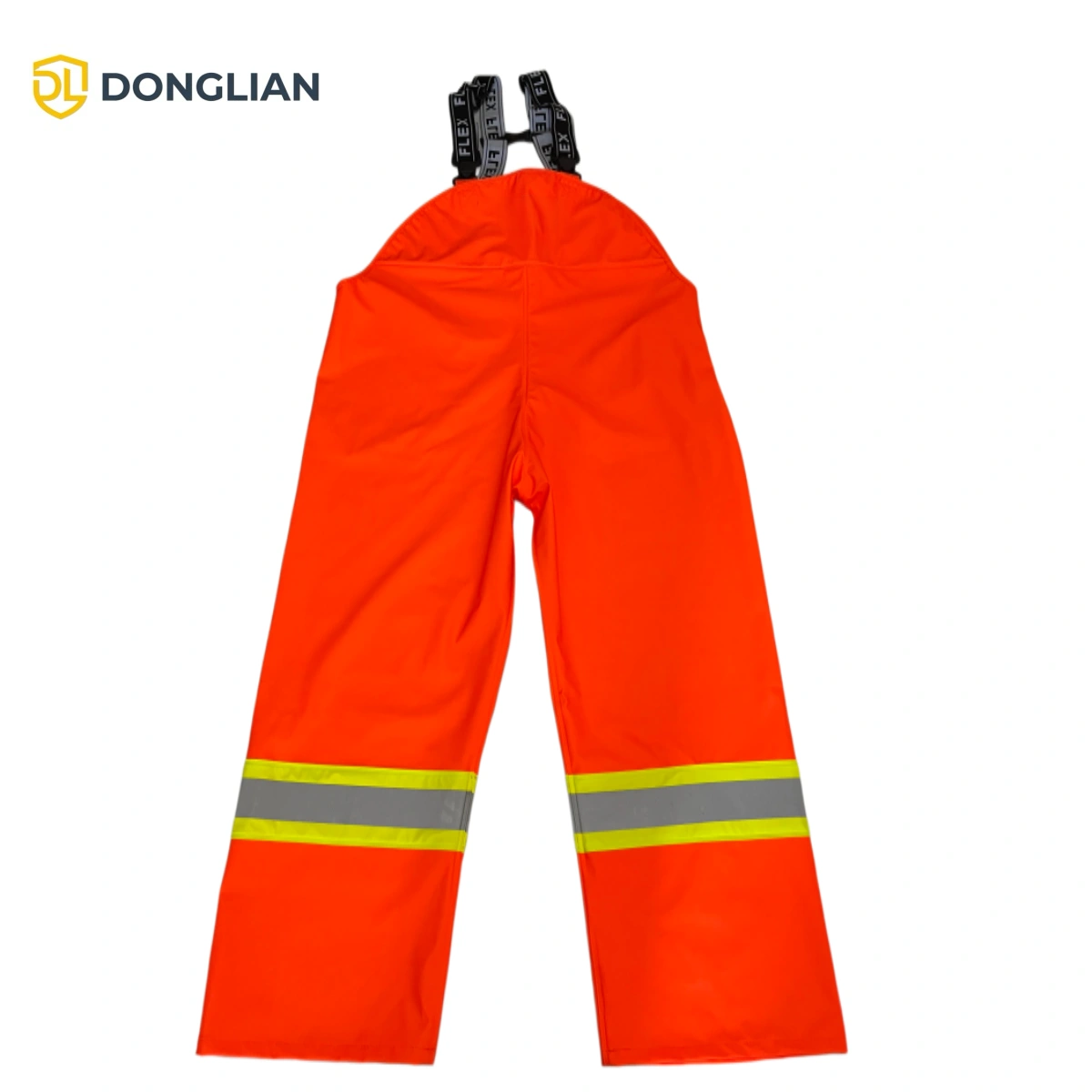 DL3031 hi vis rain bib pants front view with 4 inch reflective tape