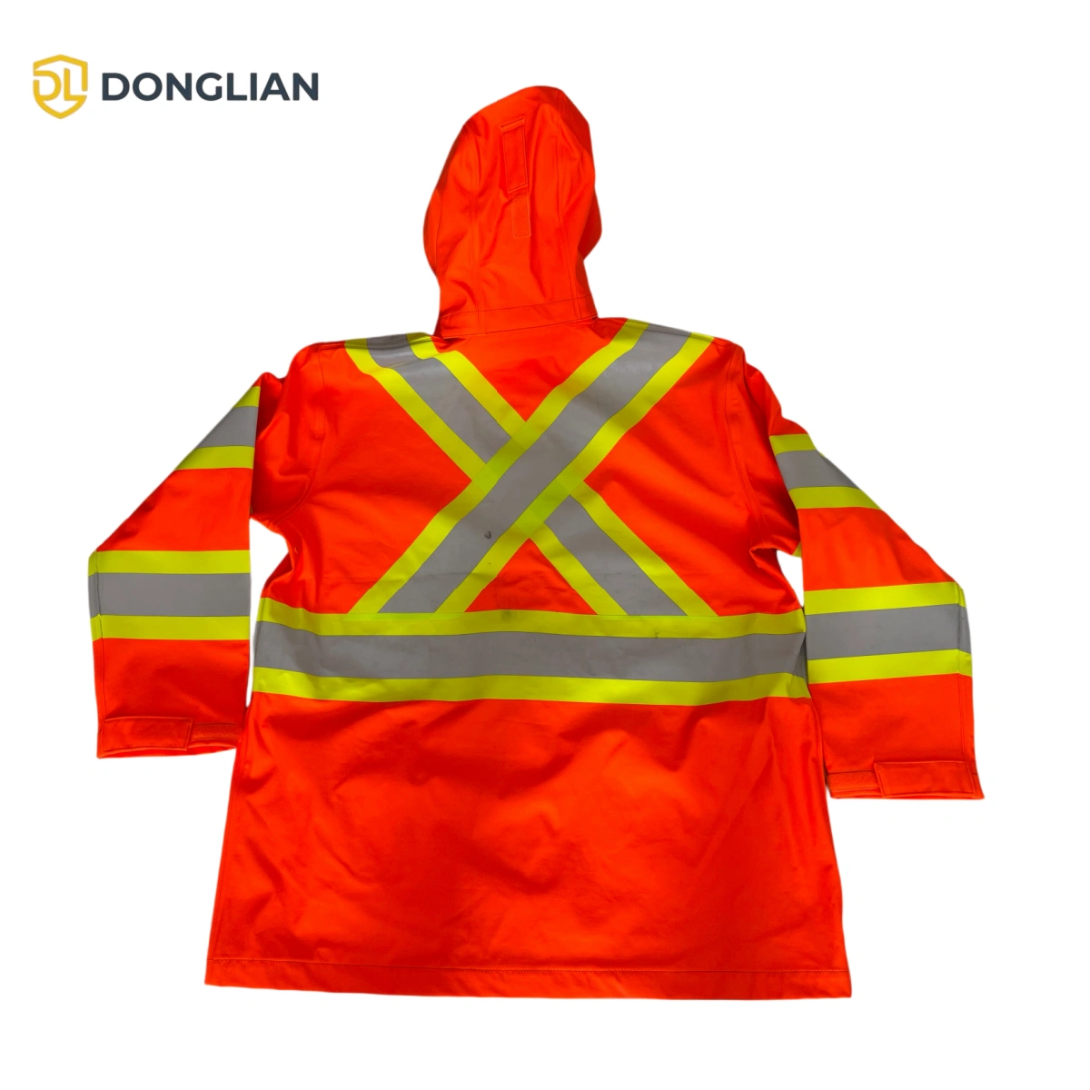 DL3033 hi-vis waterproof FR rain jacket back view