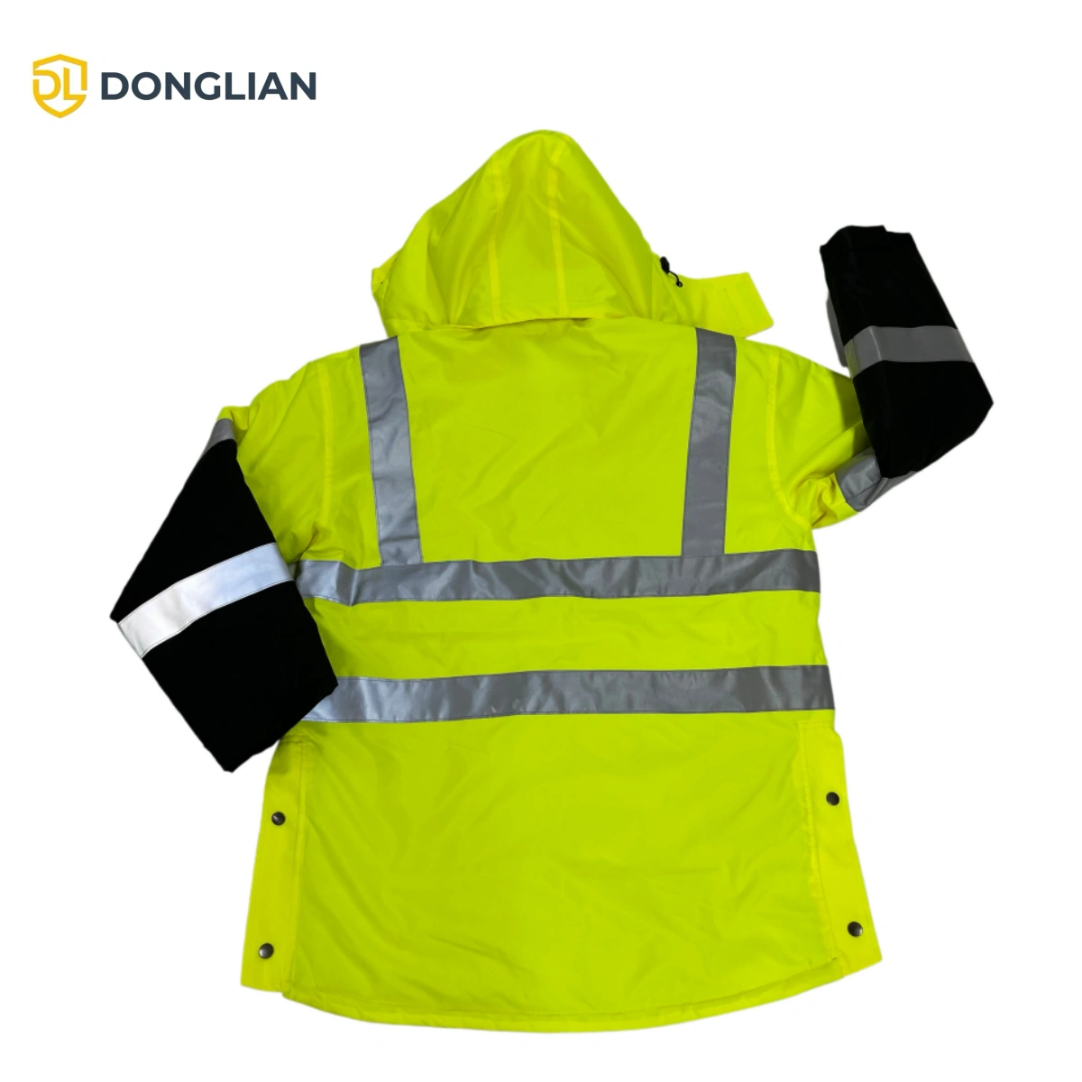 DL3208 waterproof safety parka back view with reflective tape