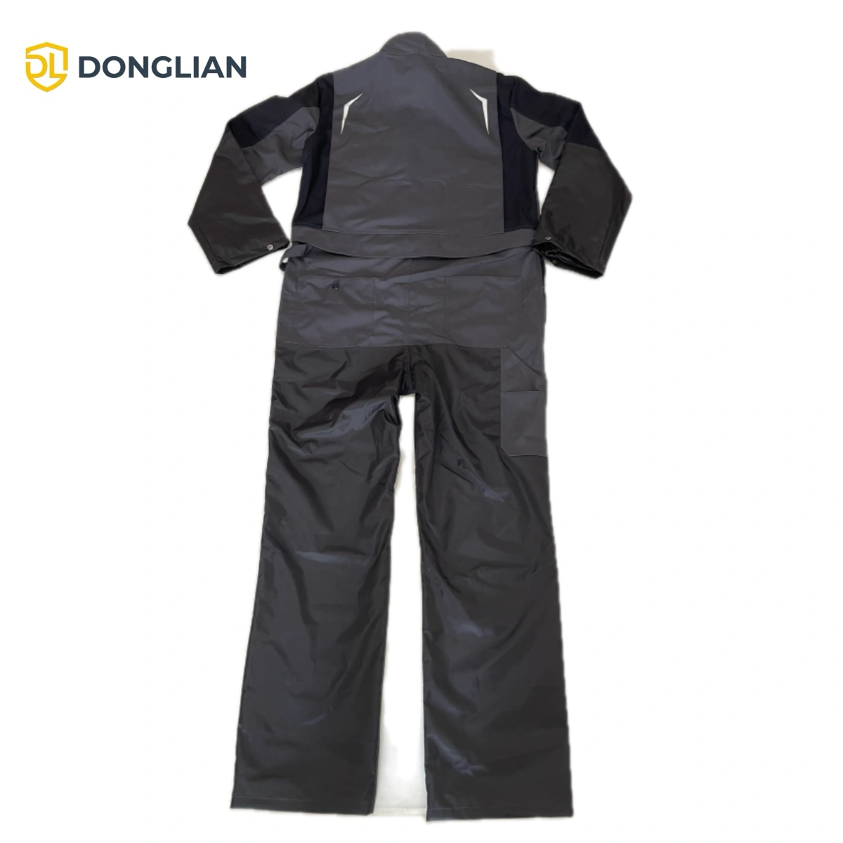 DL24005 grey and black ripstop work coverall back view with reinforced legs