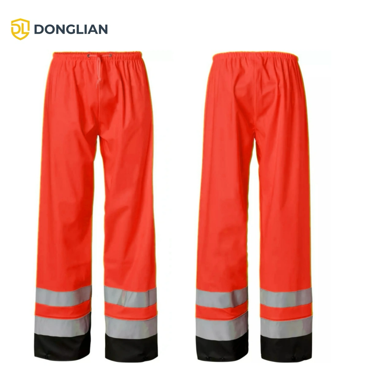 DL1011 orange PU rain pants front back