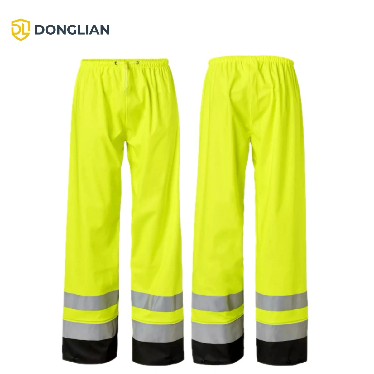 DL1011 yellow PU rain pants front back