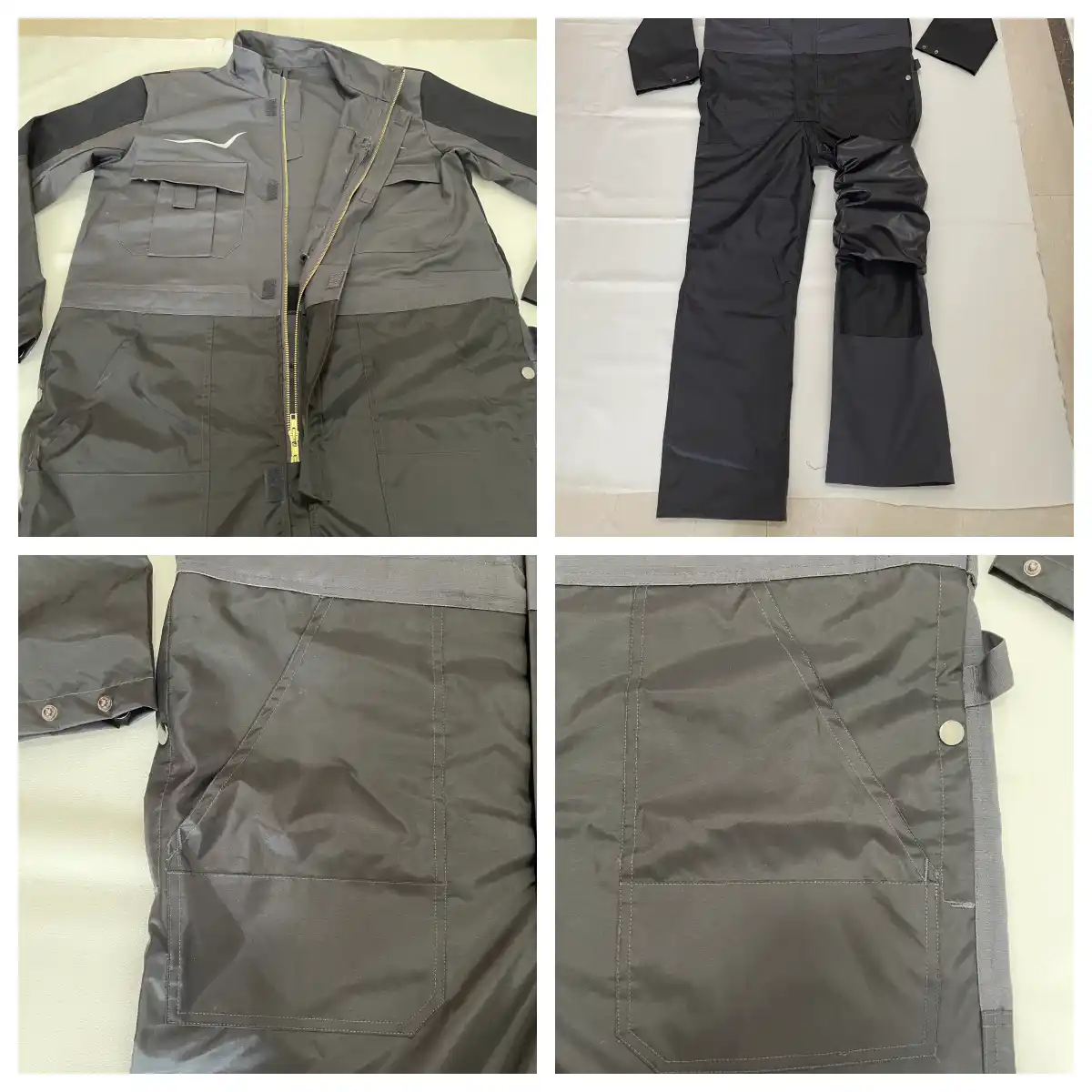 DL24005 ripstop coverall reinforced lower leg with black Oxford fabric detail