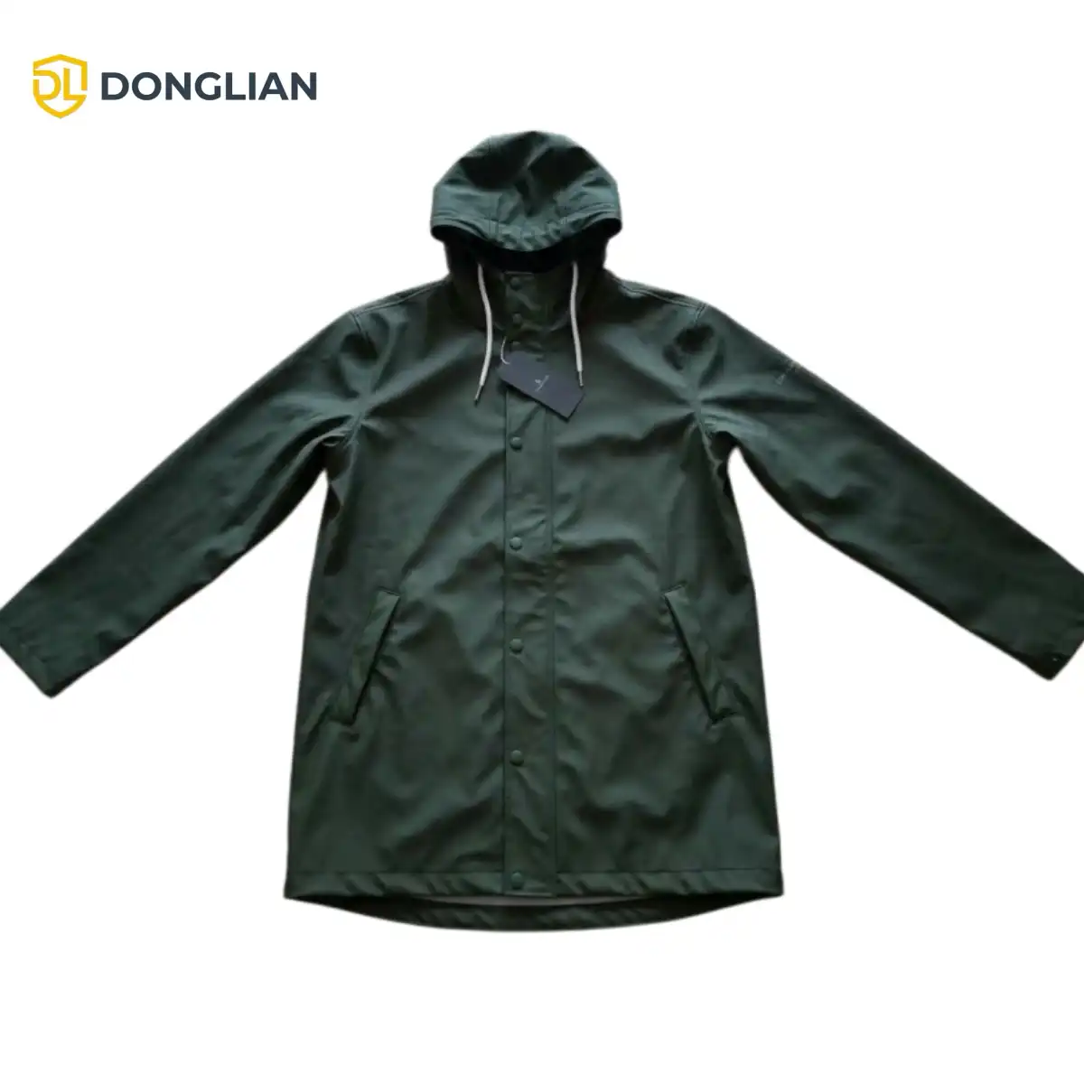 DL3049 Dark Green PU Rain Jacket front view