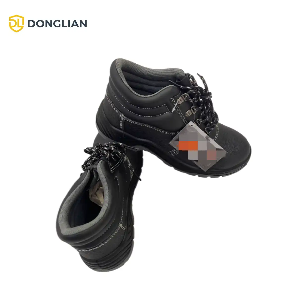 DL064 S3 SR safety work boots side view with embossed leather upper