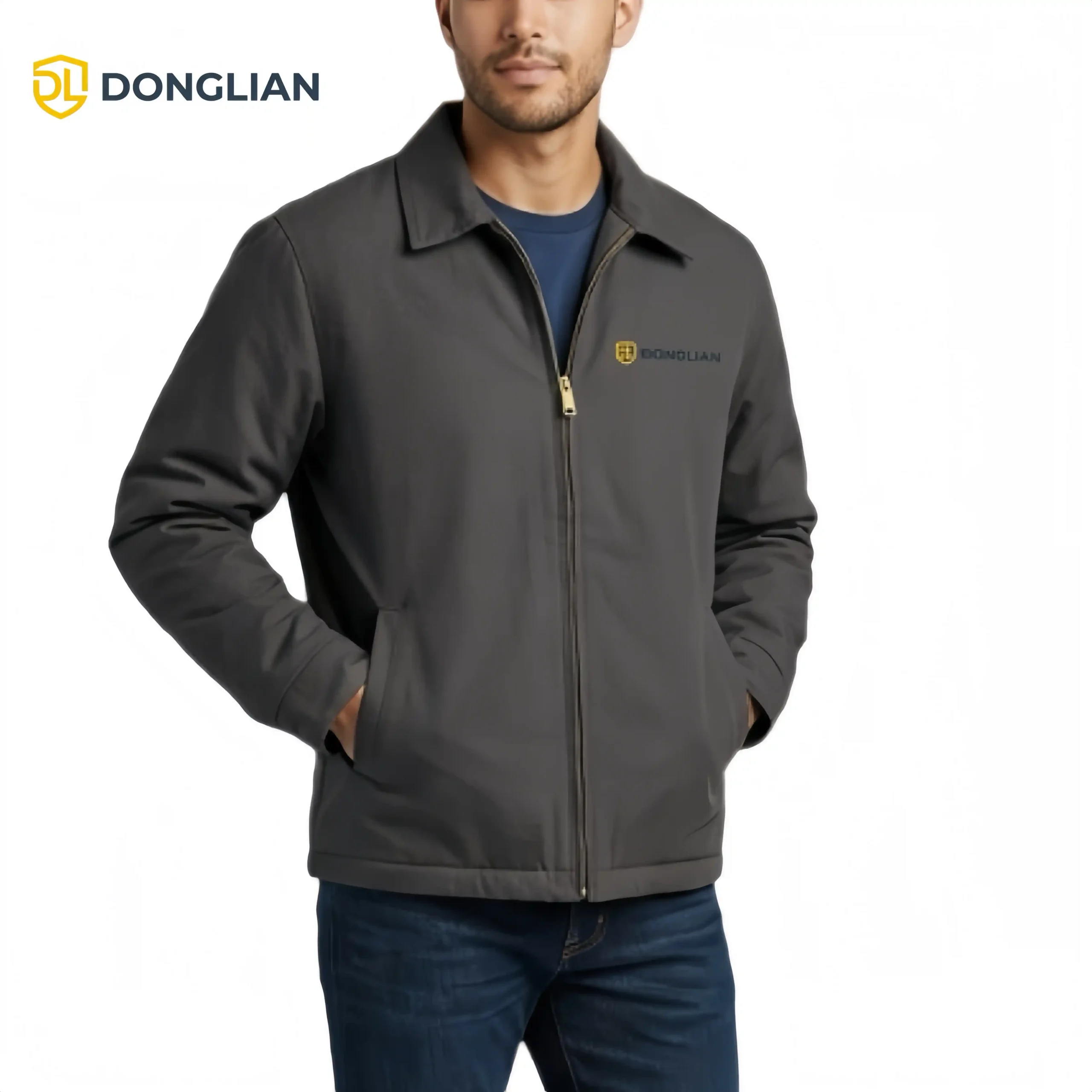DL2511 men's cotton-blend twill work jacket front view