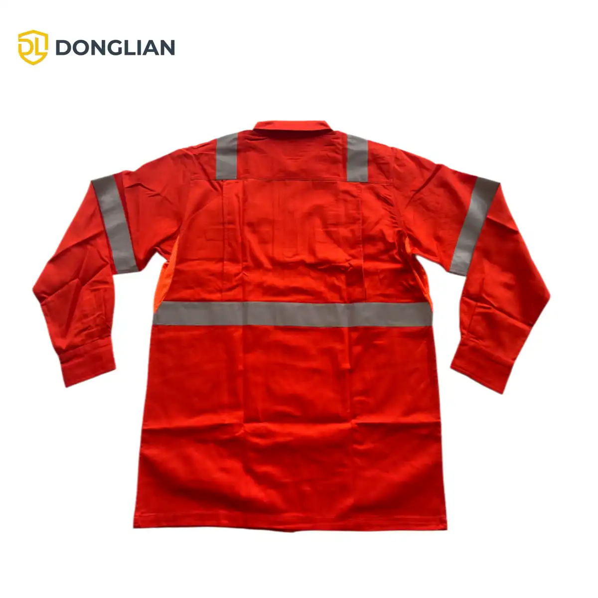 DL3041 orange cotton work shirt back view thumbnail